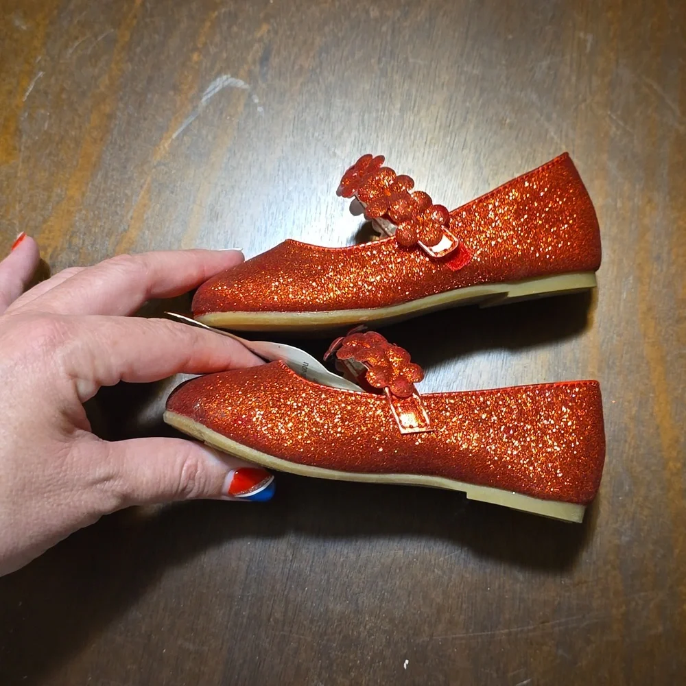 Wonder Nation Red Glitter Dress Shoes for Girls- Size‎ 7